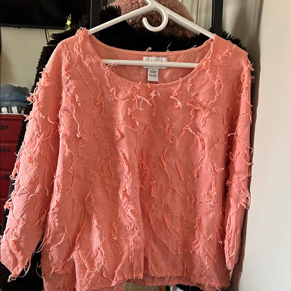 Peck & Peck Coral Textured Blouse